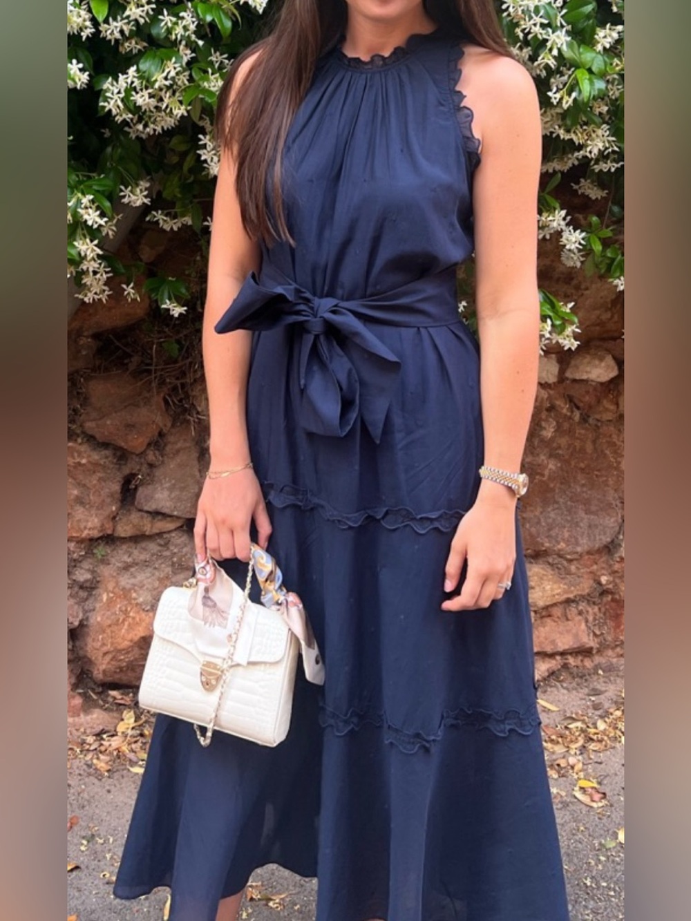 ME+EM size 10 meandem Navy Halter Tie-Waist Maxi Dress cotton $598